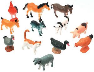 Kids Plastic Farm Animals Toy Miniature Barnyard 12pc Barn Animal Characters Set
