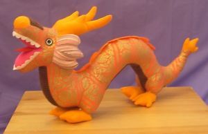 New Handmade Fabric Soft Toys Stuffed Kids Doll Store Golden Oriental Dragon
