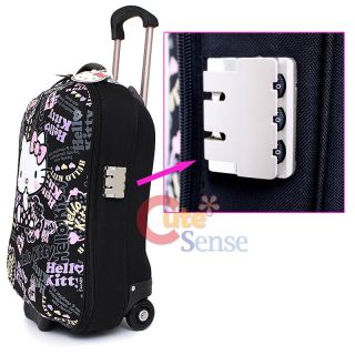 Hello Kitty Rolling Luggage ABS Trolley Bag 20" Hard Suit Case Black Pink Sanrio