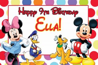 Custom Full Color Mickey Mouse Minnie Mouse Donald Duck Birthday Party Banner