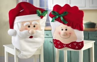 Adorable Mr Mrs Santa Claus Kitchen Chair Covers Christmas Home Decor New