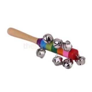 Random Color Wooden Jingle Hand Bells for Kids Baby Cradle Music Shake Toys New