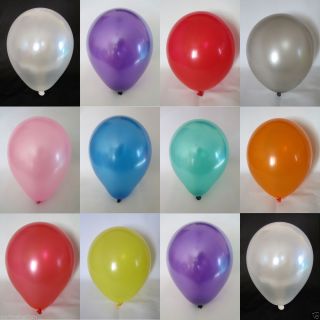 12" Pearlised Latex Balloons 10 25 50 White Purple Silver Pink Red Blue Green