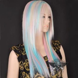 GW570 Multi Color Long Straight Fresh Vogue Party Cosplay Women Girl Full Wig