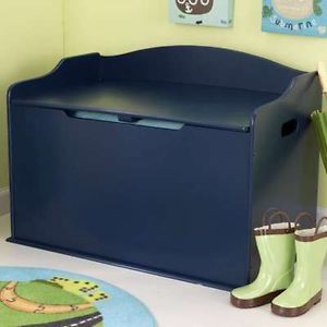 Blue Toy Box Chest Bench Seat Nursery Storage Wood Wooden Furniture Children Kid