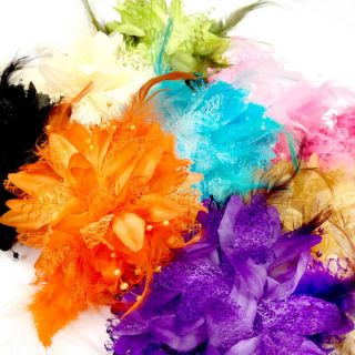 UPICK Vintage Feather Flower Fabric Hair Clip Bow Jewelry Lady Party Dress A1430