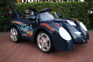 New Black 6V Batman Batmobile Ride on Power Car Wheel Chrome Upgrade Music Sound