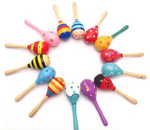 New Wooden Maraca Wood Rattles Kid Musical Party Favor Child Baby Shaker Toy