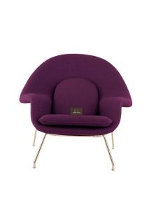 Womb Chair Ottoman Included Dark Purple Wool Eero Saarinen Armchair