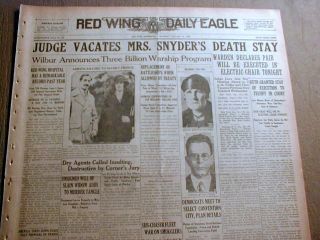 2 1928 Newspapers Ruth Snyder Executed in Electric Chair at Sing Sing Prison NY