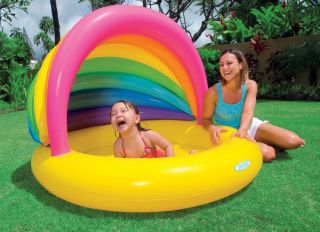 Intex Sun Shade Rainbow Inflatable Kids Swimming Pool with Canopy 57420EP