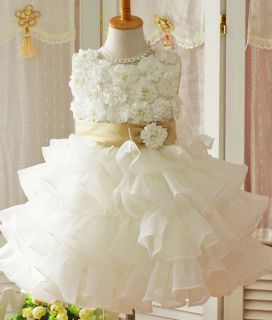 Girls Kid Bowknot Flower Tutu Skirt Princess Wedding Party Pageant Full Dress