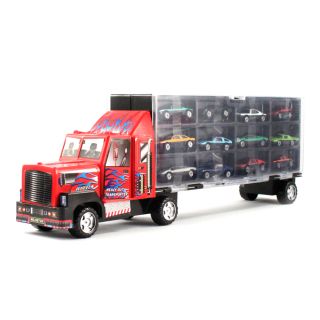 13pc Thunder Wheels Semi Truck Toy Vehicle Race Car Carrier Set