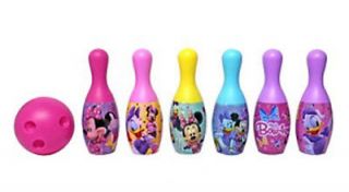 Bowling Set 6 Pins Kids Toy Disney Minnie Mouse Daisy Birthday Girl 2 New