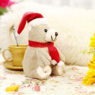Cute Plush Christmas Bear Doll w Red Hat Scarf Gifts Toy Soft Comfortable New