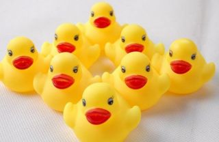 20pcs Lots Yellow Baby Kids Children Bath Toy Rubber Race Squeaky Duck Ducky