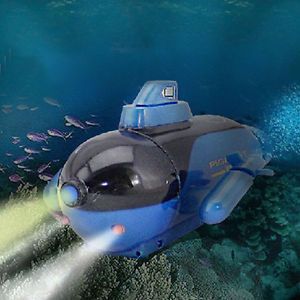New Mini Blue Radio RC Remote Control Sub Submarine Boat Explorer LED Toy Kids