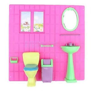 Dollhouse Furniture Bathroom Set Toilet Sink for Barbie