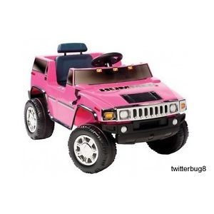 Ride on Hummer Electric Motorized Kids Car Barbie Pink Battery Powered Girls Toy