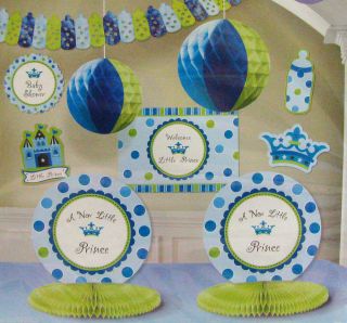 10pc Baby Boy Prince Shower Room Decorating Kit Birthday Party Supplies