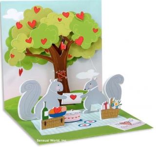 Cute 3D Pop Up Greeting Card Happy Valentine's Day I Love You Romantic Picnic