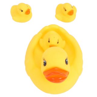 4 Yellow Duck Rubber Swimming Toy 1 Mother 3 Kids Baby Bath Hot Sell New