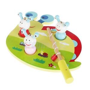 Kids Fun Game Magnetic Fishing Game 3 Snails 1 Pole Rod Childrens Puzzle Toy