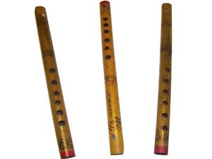 3 New Bamboo Wood Flutes Musical Woodwind Instrument Toys Set Tribal Art Key C