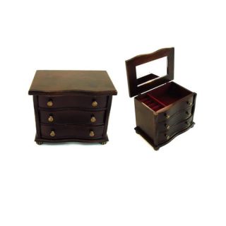 Keystone Intertrade Inc. Antique Jewelry Box with Bun Feet in Distressed Antique Ebony