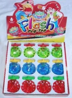 48 Pcs Flash Spinning Peg Top w Multi Color LED Light Up Kids Party Filler Toy