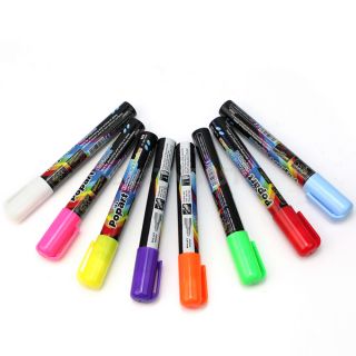 8 Colors Highlighter Fluorescent Wet Liquid Chalk Neon Marker Pen Pack Dry Erase