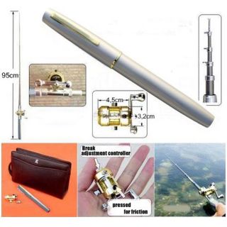 Silver Pen Fishing Rod Line Golden Fishing Reel Kit Set