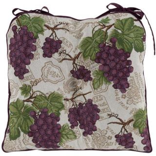 Set 4 Tapestry French Grapes Vineyard Kitchen Dining Chair Seat Cushions Pads