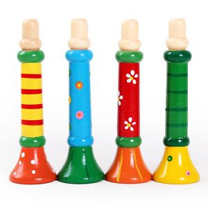 Suona Hooter Bugle Trumpet Toy Wooden Musical Instrument for Baby Kid Children
