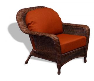 2 PC Tortuga Outdoor Patio Furniture Lexington Java Wicker Chair Ottoman Set