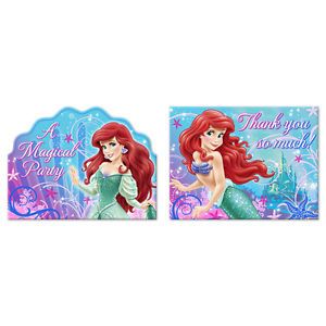 Little Mermaid Sparkle Birthday Party Supplies Invitations and Thank You Cards