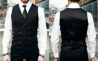 New Men's Slim Fit Casual Formal Dress Vest Suits Tops Gray Black M XXL