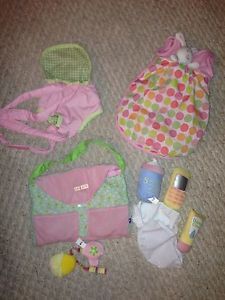 Manhattan Toy Co Baby Stella Doll Diaper Bag Accessories Sleep Sack Back Carrier