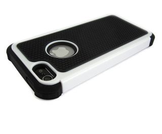 White Black Defender Heavy Duty Protective Silicone Cover Case Apple iPhone 5
