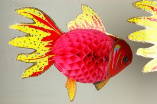 Paper Pink Fish Decoration 2 PK Tropical Party Supplies