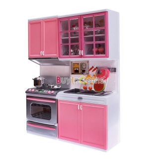 Kids Children Kitchen Pretend Play Cook Cooking Cabinet Stove Cookware Toy Set