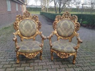 Four Beautifully Decorated Antique Rococo Chairs