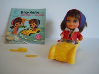 Vintage 1966 Mattel Liddle Kiddle Babe Biddle 3505 with Car Book Brush Comb