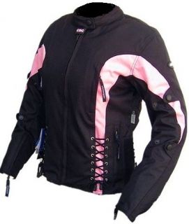 Women Black Pink Motorcycle Jacket Ultimate Protected Armor 6 Pockets Size