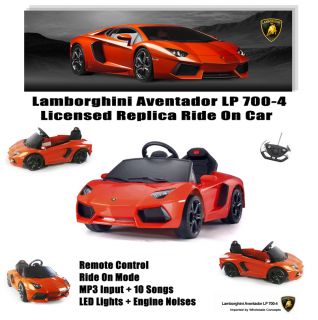 Orange Lamborghini Aventador LP 700 RC  Kids Ride on Car Battery Electric Toy