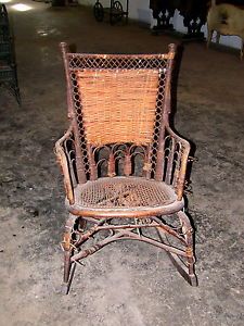 Heywood Morrill Rattan and Wicker Rocking Chair Needs Restoration