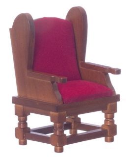 Doll House Mini Red Velevet Living Room Chair Sofa Furniture Elegant