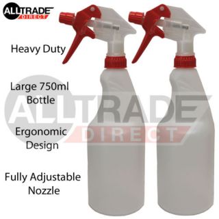 2 x Heavy Duty 750ml Adjustable Empty Trigger Sprayer Plastic Spray Bottle