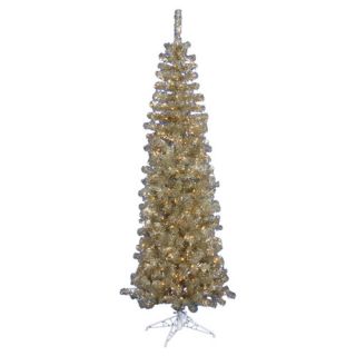 Vickerman Champagne Pencil 5.5 Artificial Christmas Tree with 250 Clear Lights