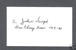 John Siegel Signed Football Index Card 1940's Bears